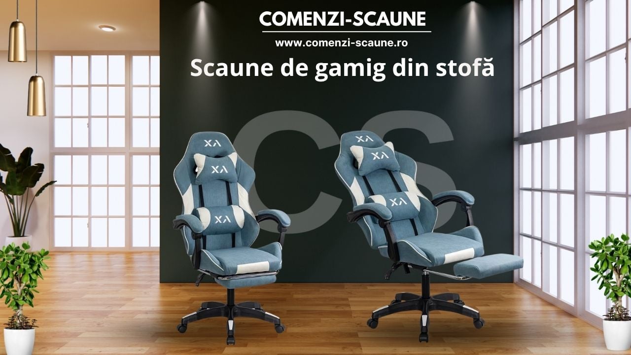 Scaune de gaming Office 295 din stofă cu spătar rabatabil Comenzi-Scaune 4